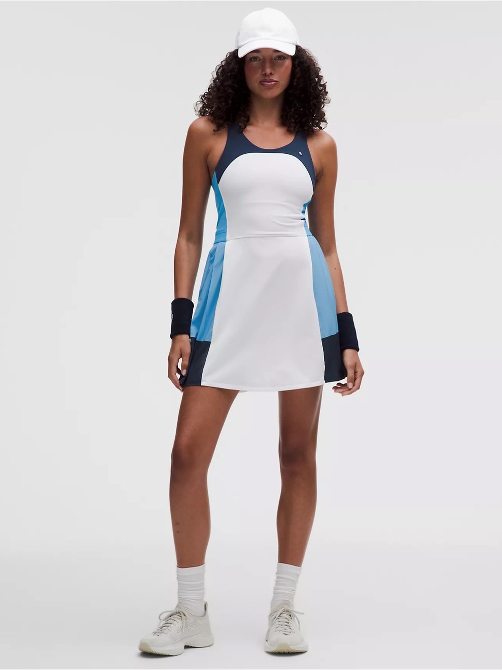 Lululemon Court Champ Racerback Tennis Dress Built In Bra Club Blue/White XL